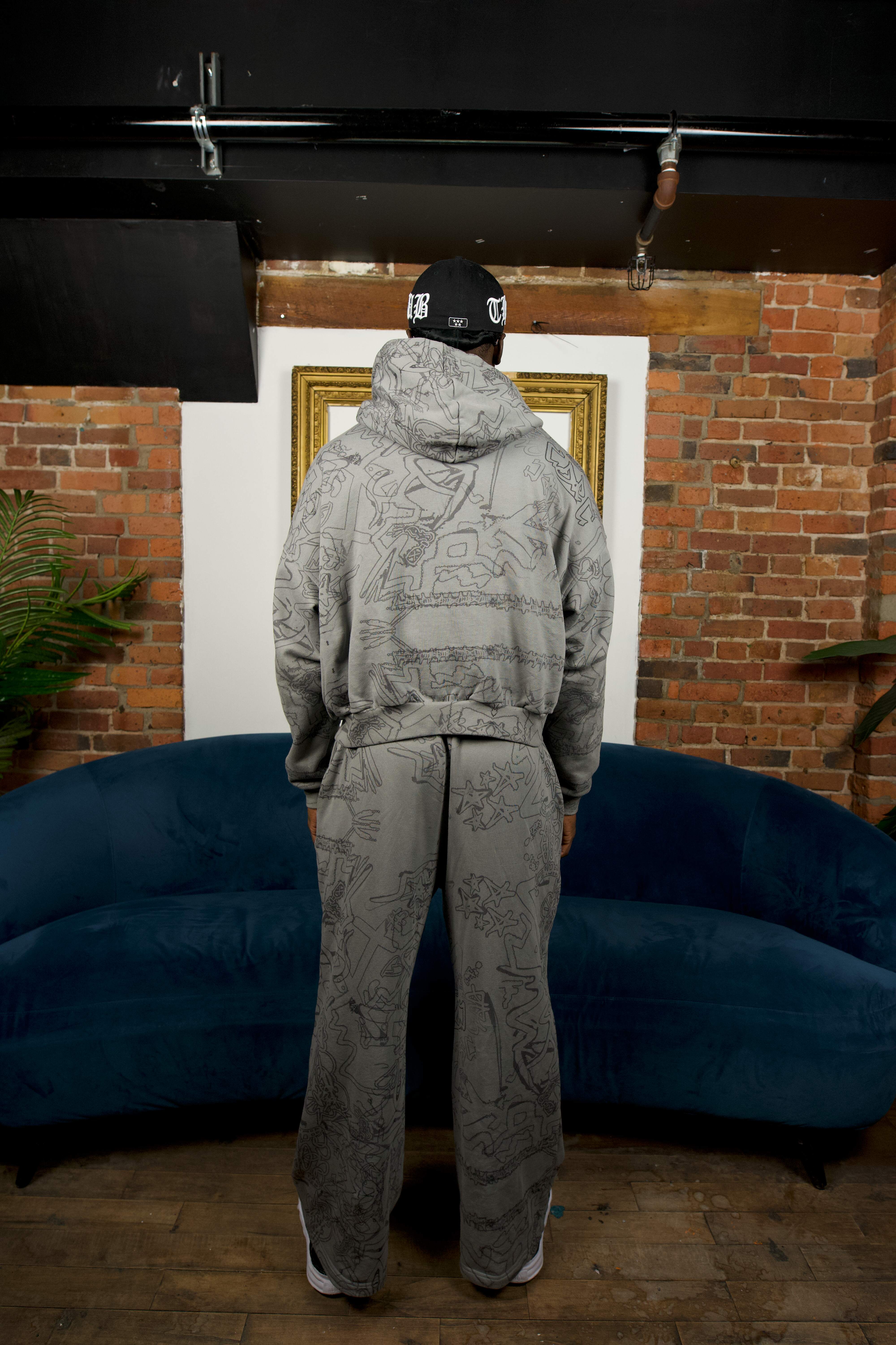 GREY “GRAFFITI" ZIP-UP