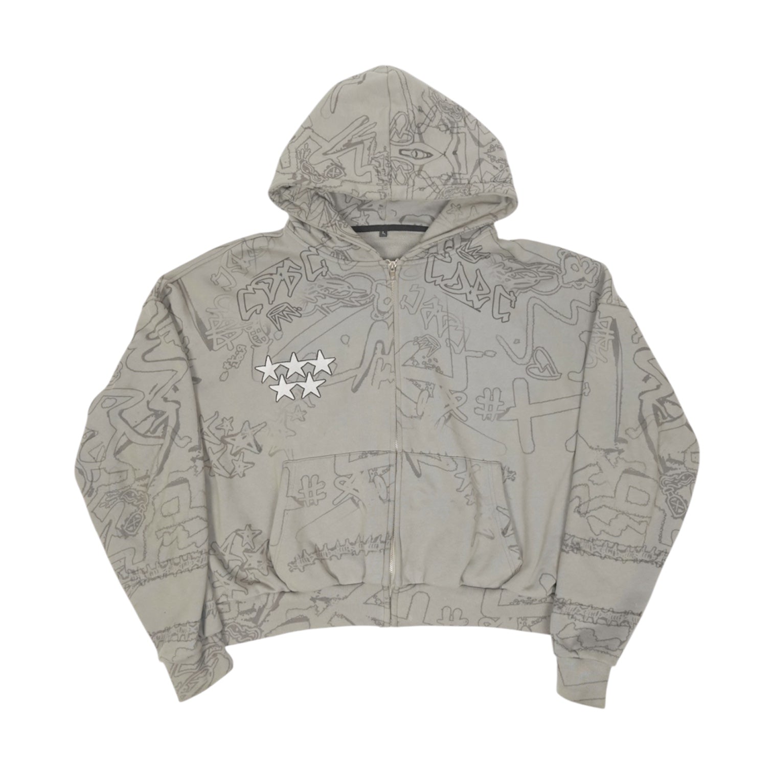 GREY “GRAFFITI" ZIP-UP
